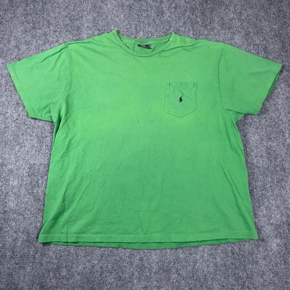 Vintage Polo Ralph Lauren Single Stitch Pocket T-Shirt Mens XL Green